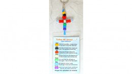 Salvation Key Rings / Zipper Pulls, CROSS w/ Laminated Message Cards