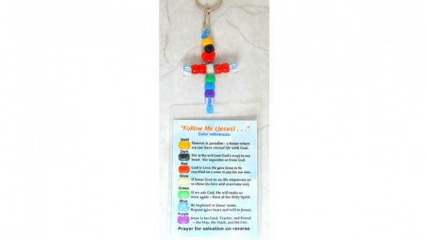 Salvation Key Rings / Zipper Pulls, CROSS w/ Laminated Message Cards