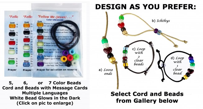 Salvation Bracelet Craft Kits with Gospel Message Cards